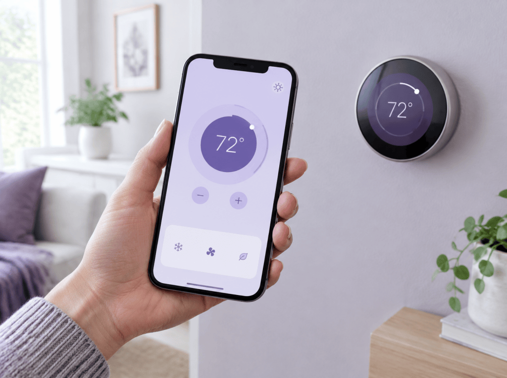 Controlling a smart thermostat from a phone app